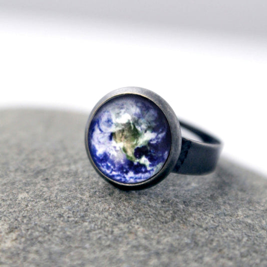 Simple Adjustable Galaxy Space Ring Ring Yugen Handmade Antique Silver