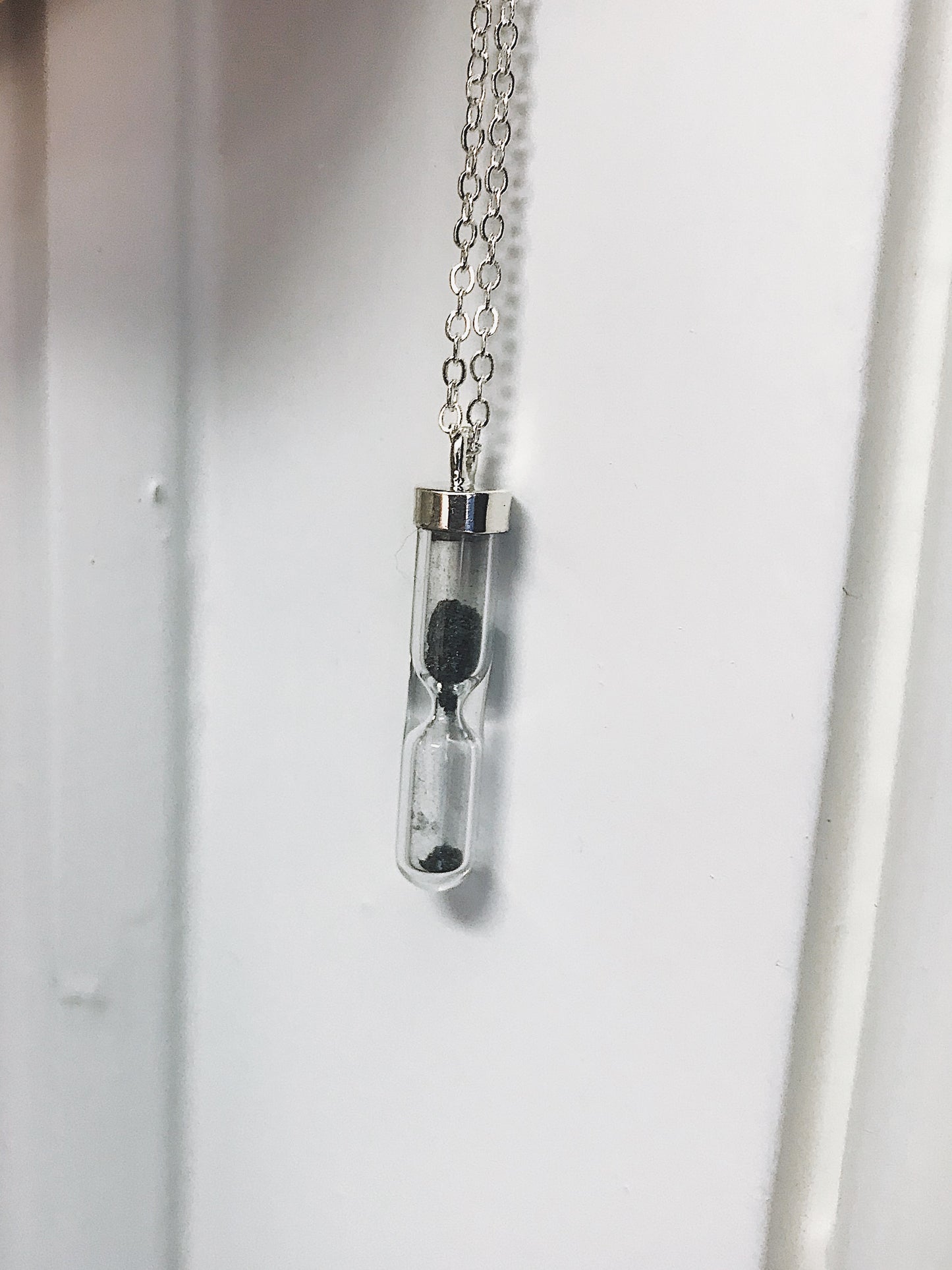 Space Time Hourglass Necklace with Meteorite Dust Necklace Yugen Handmade