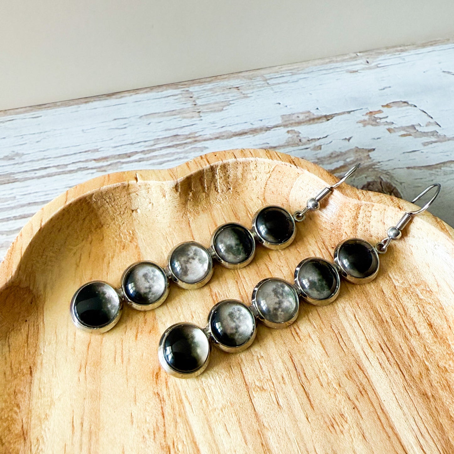 Moon Phase Earrings Earrings Yugen Handmade   