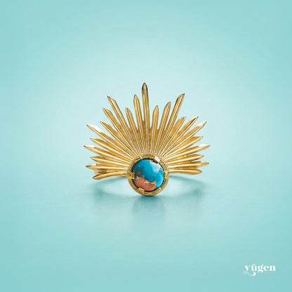Sun Goddess Ring with Copper Oyster Turquoise