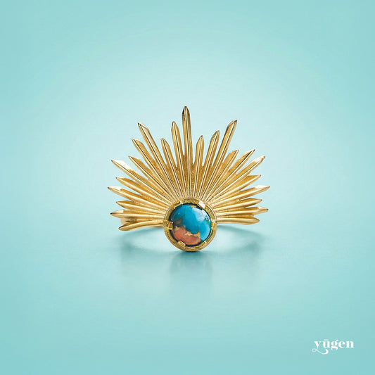 Sun Goddess Ring with Copper Oyster Turquoise