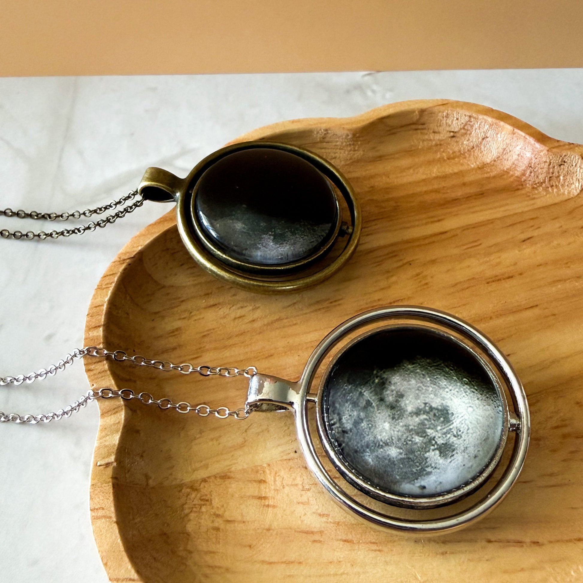 My Moon Double Sided Fidget Necklace with Two Custom Lunar Phases
