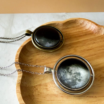 My Moon Double Sided Fidget Necklace with Two Custom Lunar Phases