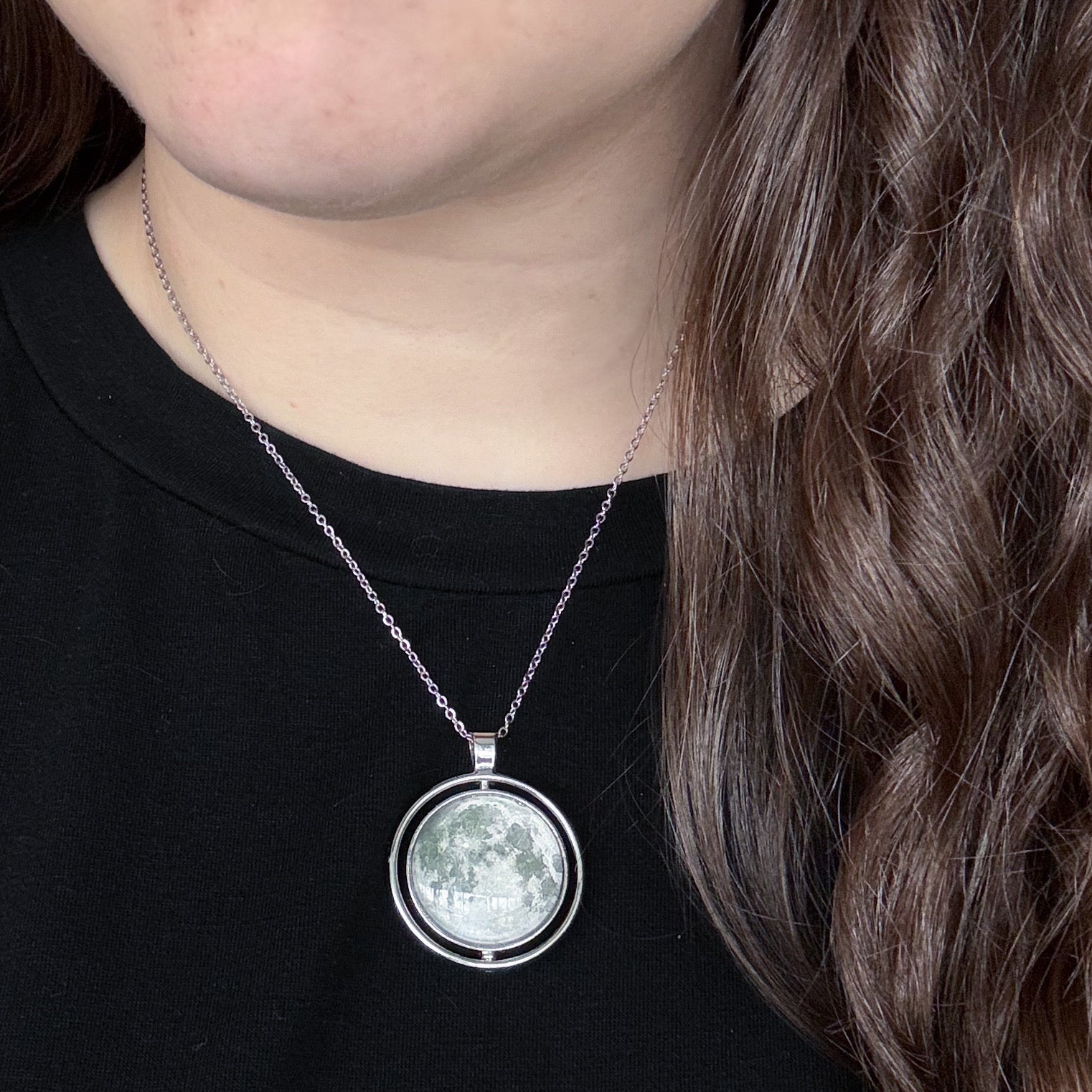 My Moon Double Sided Fidget Necklace with Two Custom Lunar Phases
