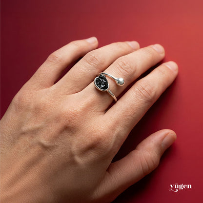Dainty Oval Wrap Ring with Authentic Raw Meteorite
