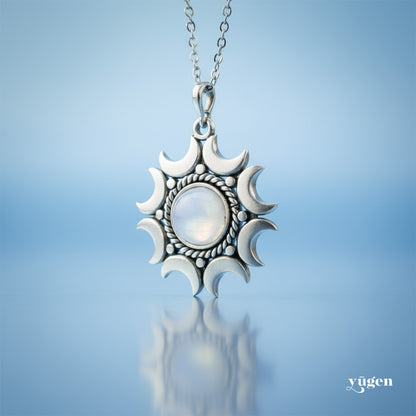 Lunar Witch Necklace - Rainbow Moonstone Pendant