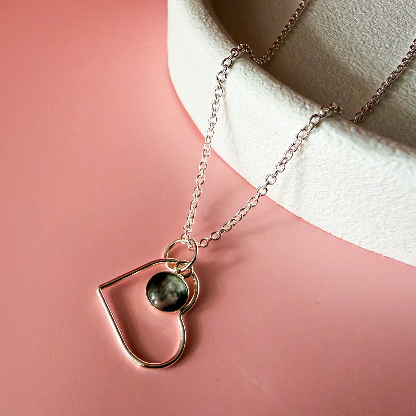 My Moon Sterling Silver Heart Necklace