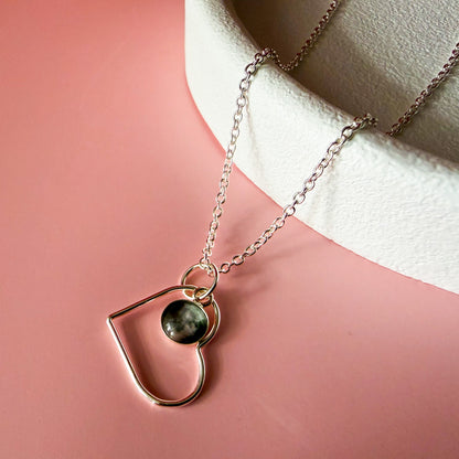 My Moon Sterling Silver Heart Necklace