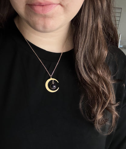 Starlit Crescent Jewelry Set with Blue Sandstone