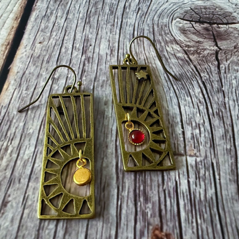Astra Frame Birthstone Dangle Earrings