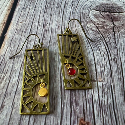 Astra Frame Birthstone Dangle Earrings
