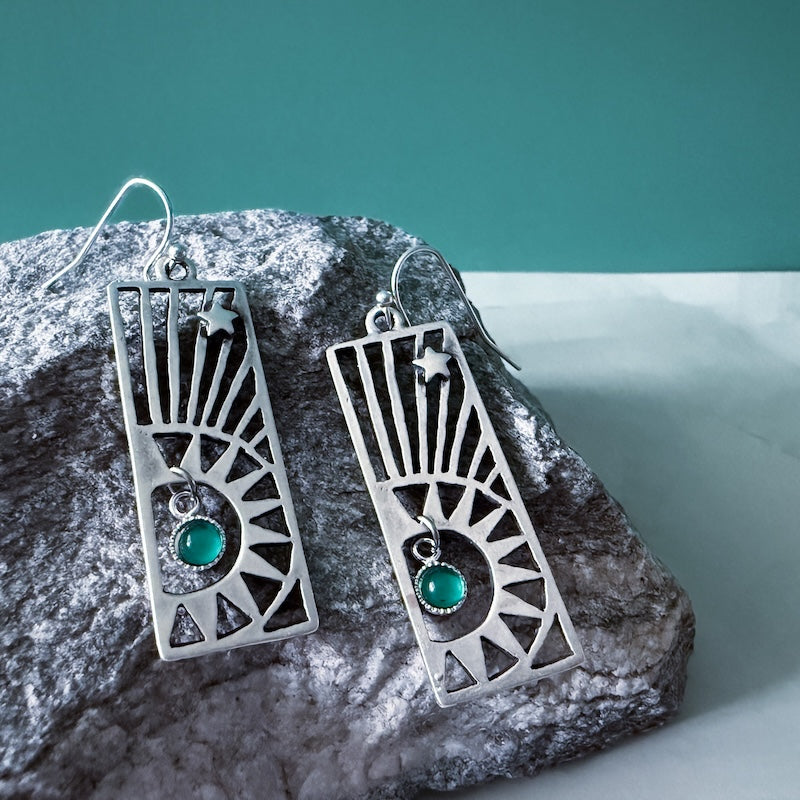 Astra Frame Birthstone Dangle Earrings