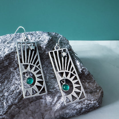 Astra Frame Birthstone Dangle Earrings