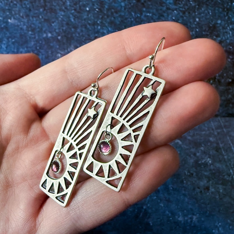 Astra Frame Birthstone Dangle Earrings