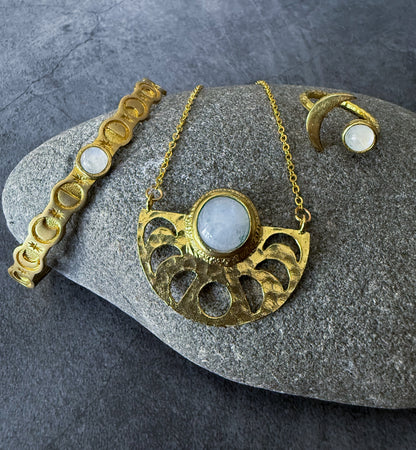 Moon Goddess Jewelry Set - Rainbow Moonstone
