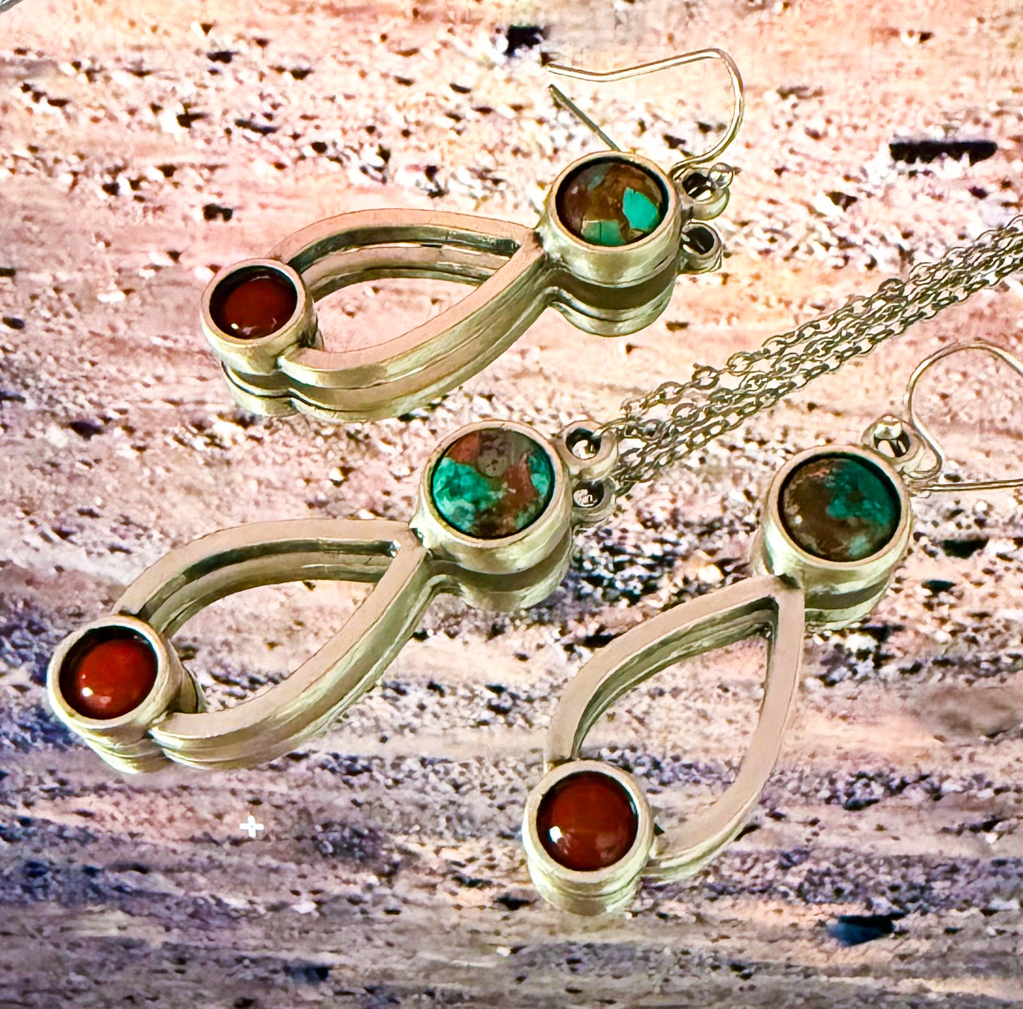 Journey to Mars Jewelry Set - Copper Chrysocolla Earth and Red Jasper Mars