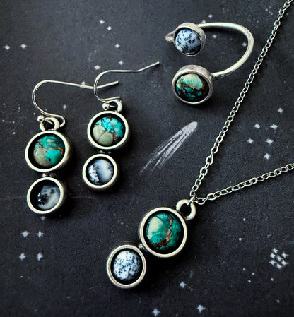 Earth and Moon Jewelry Set with Natural Stones