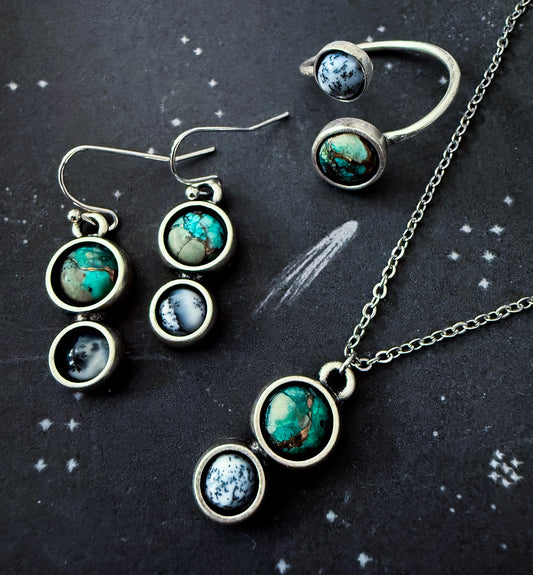 Earth and Moon Jewelry Set with Natural Stones