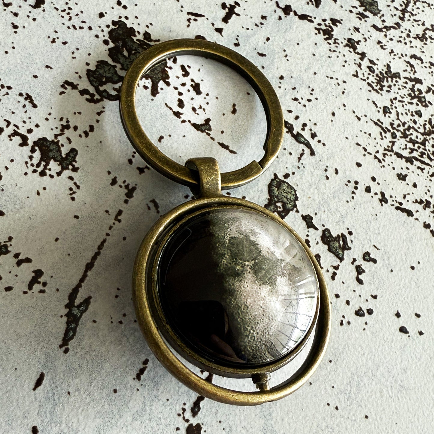 My Moon Double Sided Bronze Fidget Keychain with Two Custom Lunar Phases