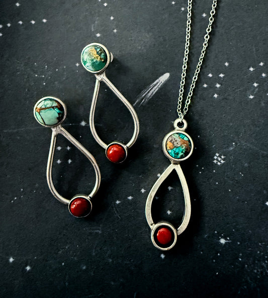 Journey to Mars Jewelry Set - Copper Chrysocolla Earth and Red Jasper Mars