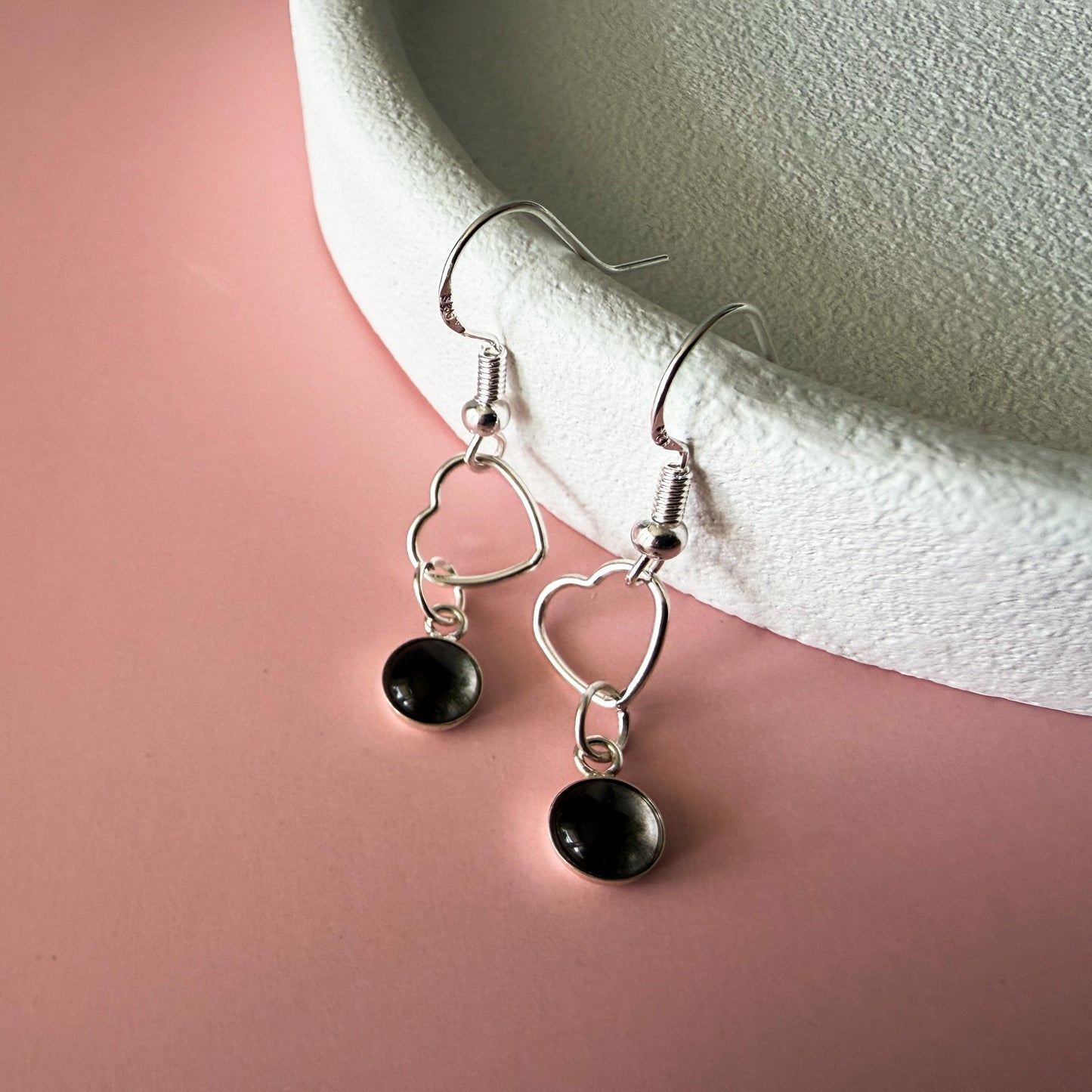 My Moon Sterling Silver Heart Earrings