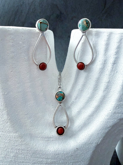 Journey to Mars Jewelry Set - Copper Chrysocolla Earth and Red Jasper Mars