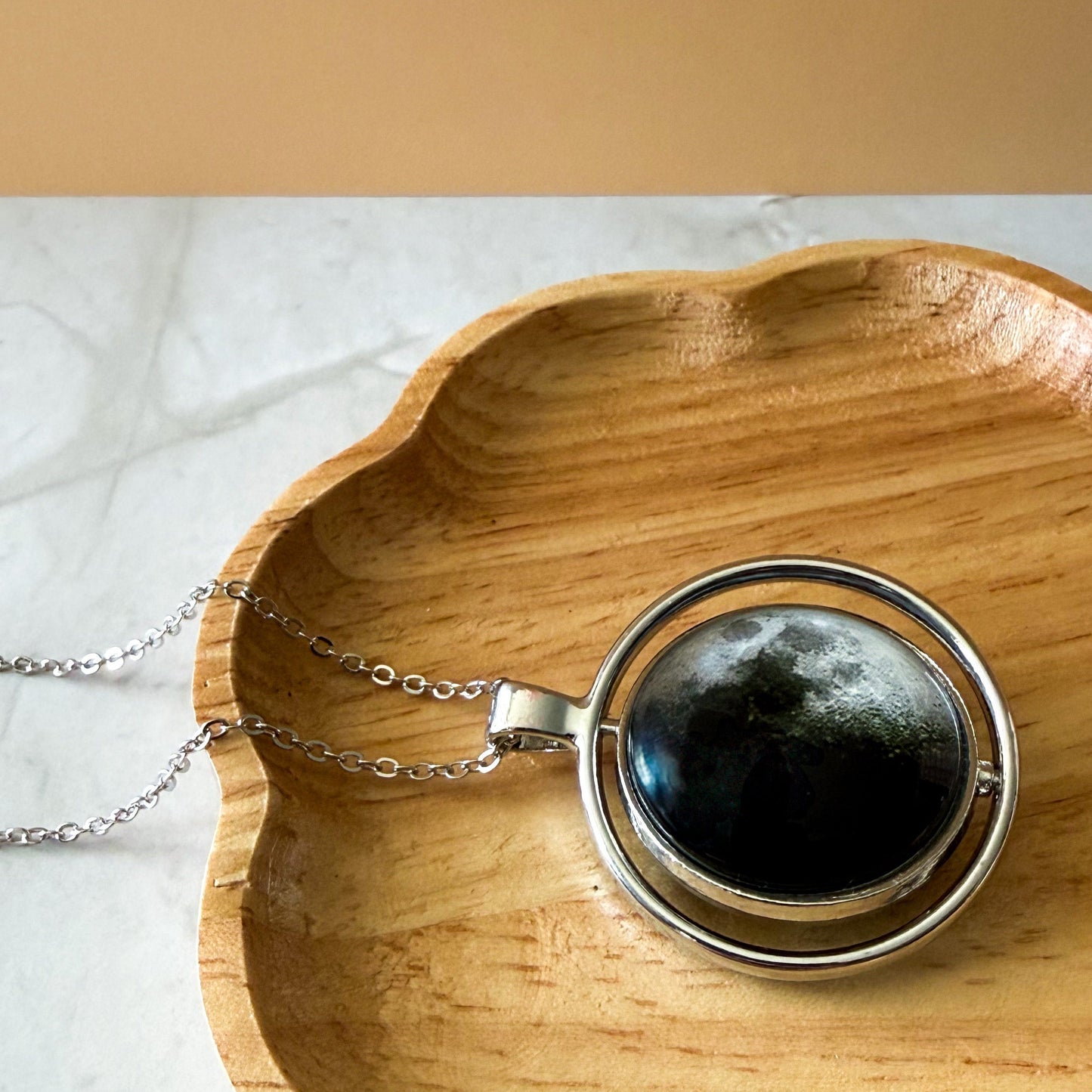 My Moon Double Sided Fidget Necklace with Two Custom Lunar Phases