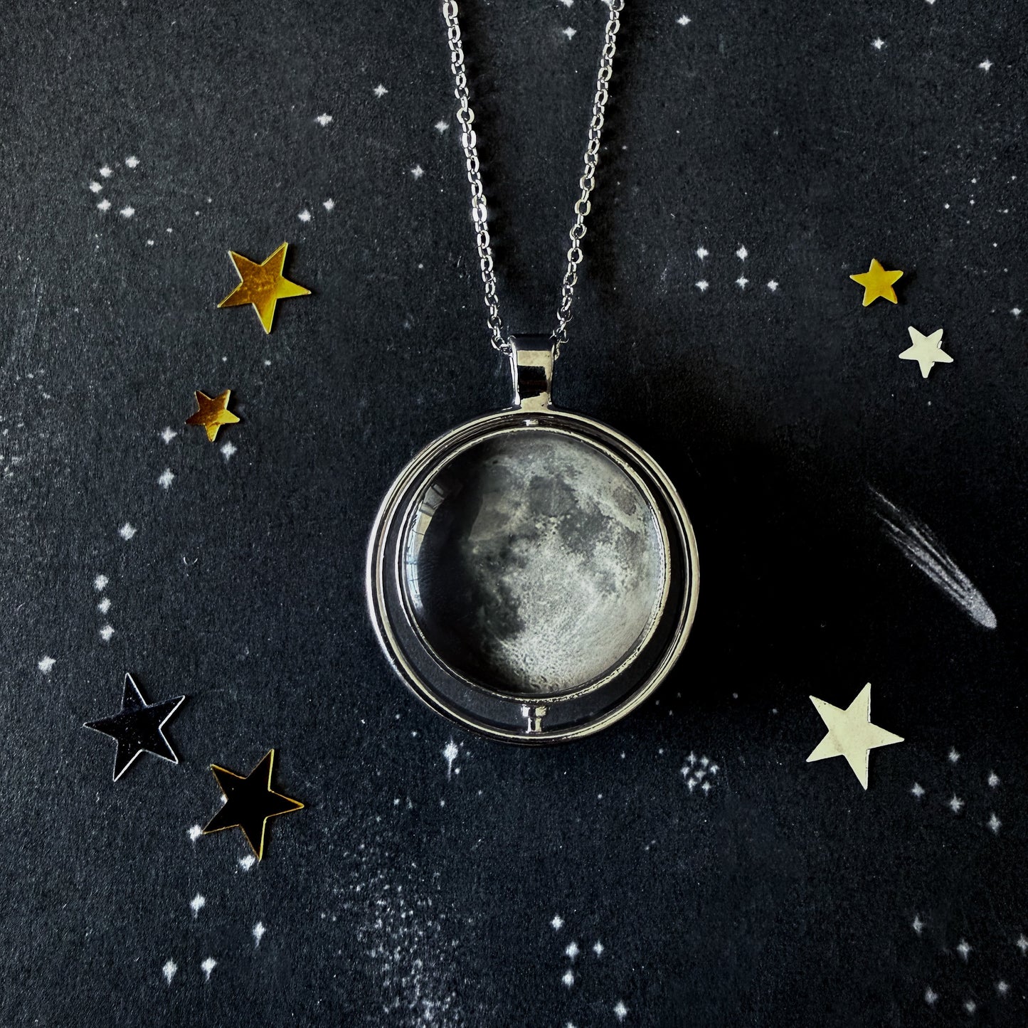 My Moon Double Sided Fidget Necklace with Two Custom Lunar Phases