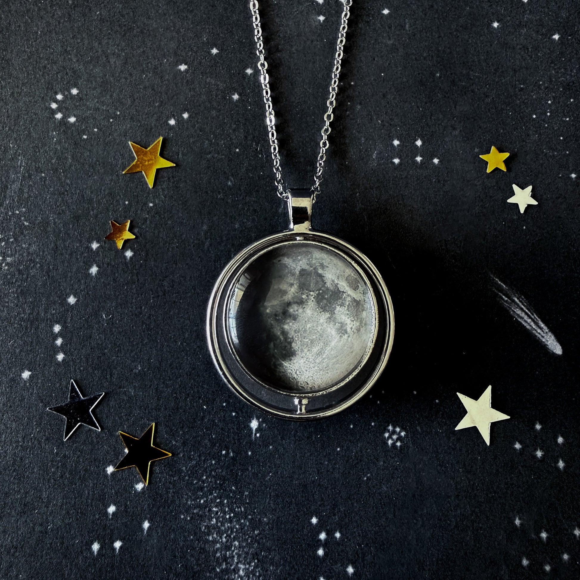 My Moon Double Sided Fidget Necklace with Two Custom Lunar Phases