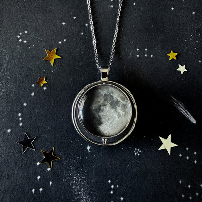 My Moon Double Sided Fidget Necklace with Two Custom Lunar Phases