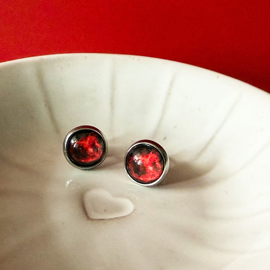 Space Silver Stud Earrings