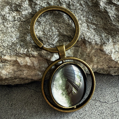 My Moon Double Sided Bronze Fidget Keychain with Two Custom Lunar Phases