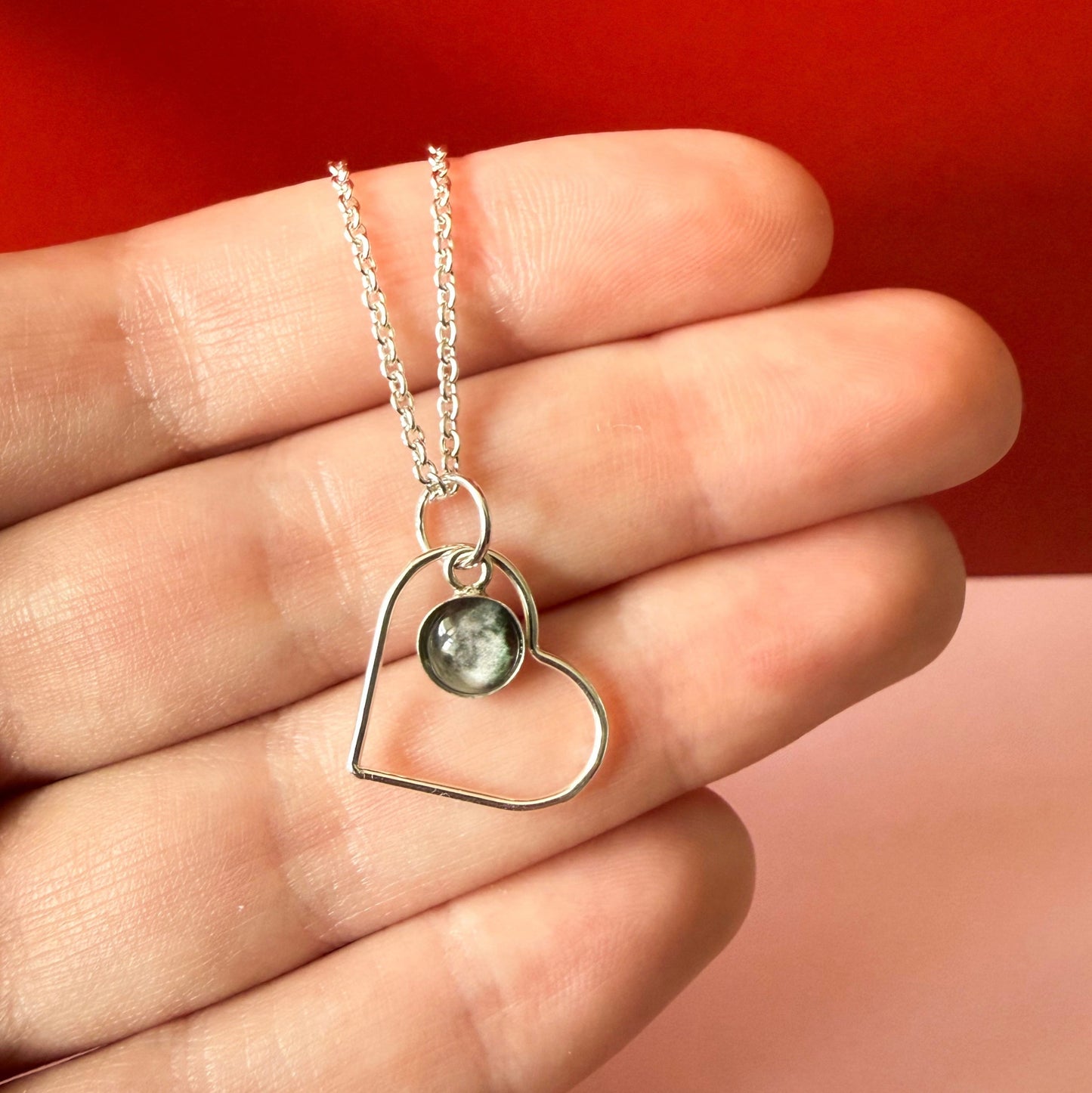 My Moon Sterling Silver Heart Necklace