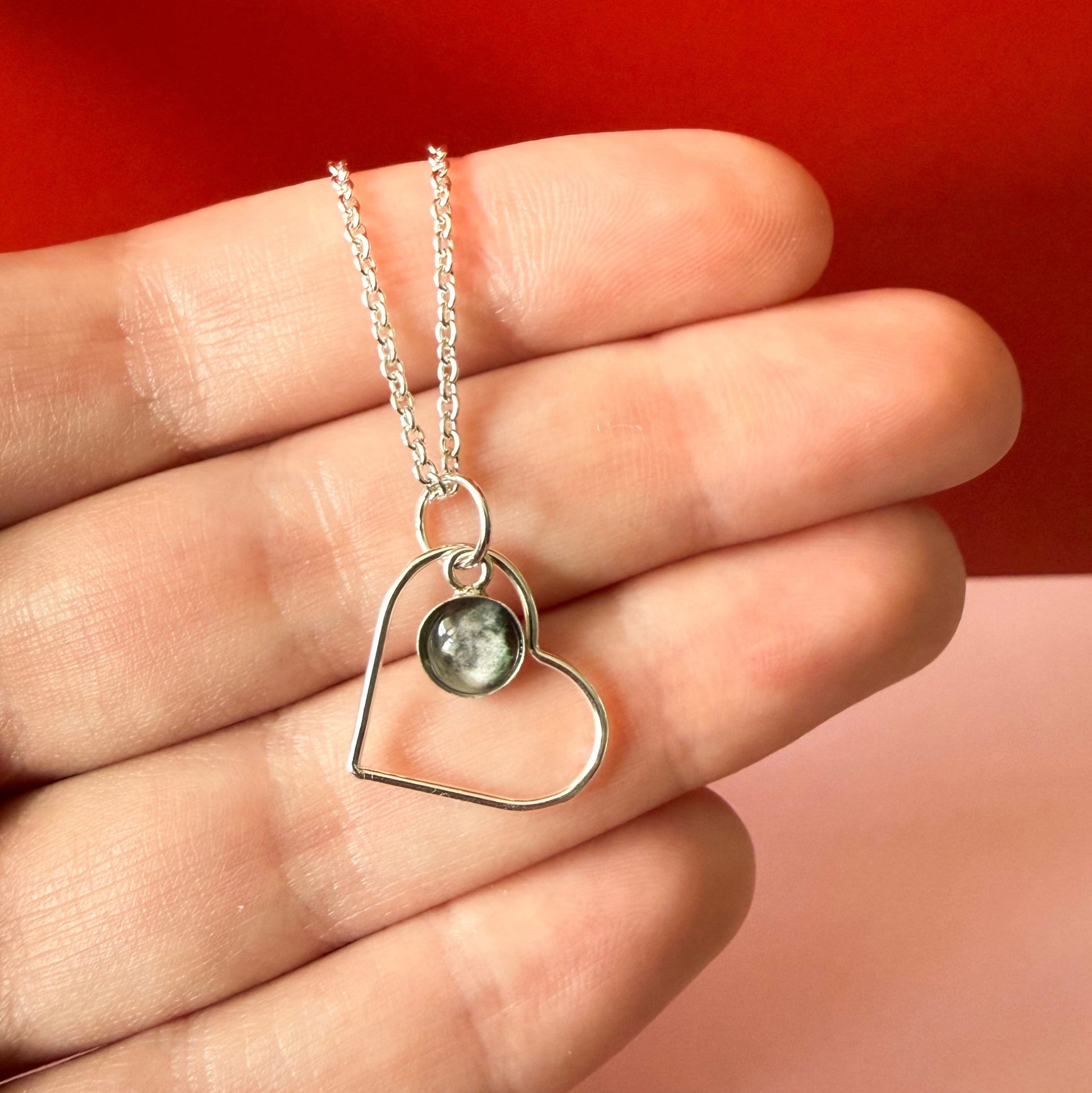 My Moon Sterling Silver Heart Necklace