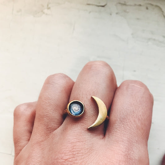 Crescent Moon Galaxy Space Ring