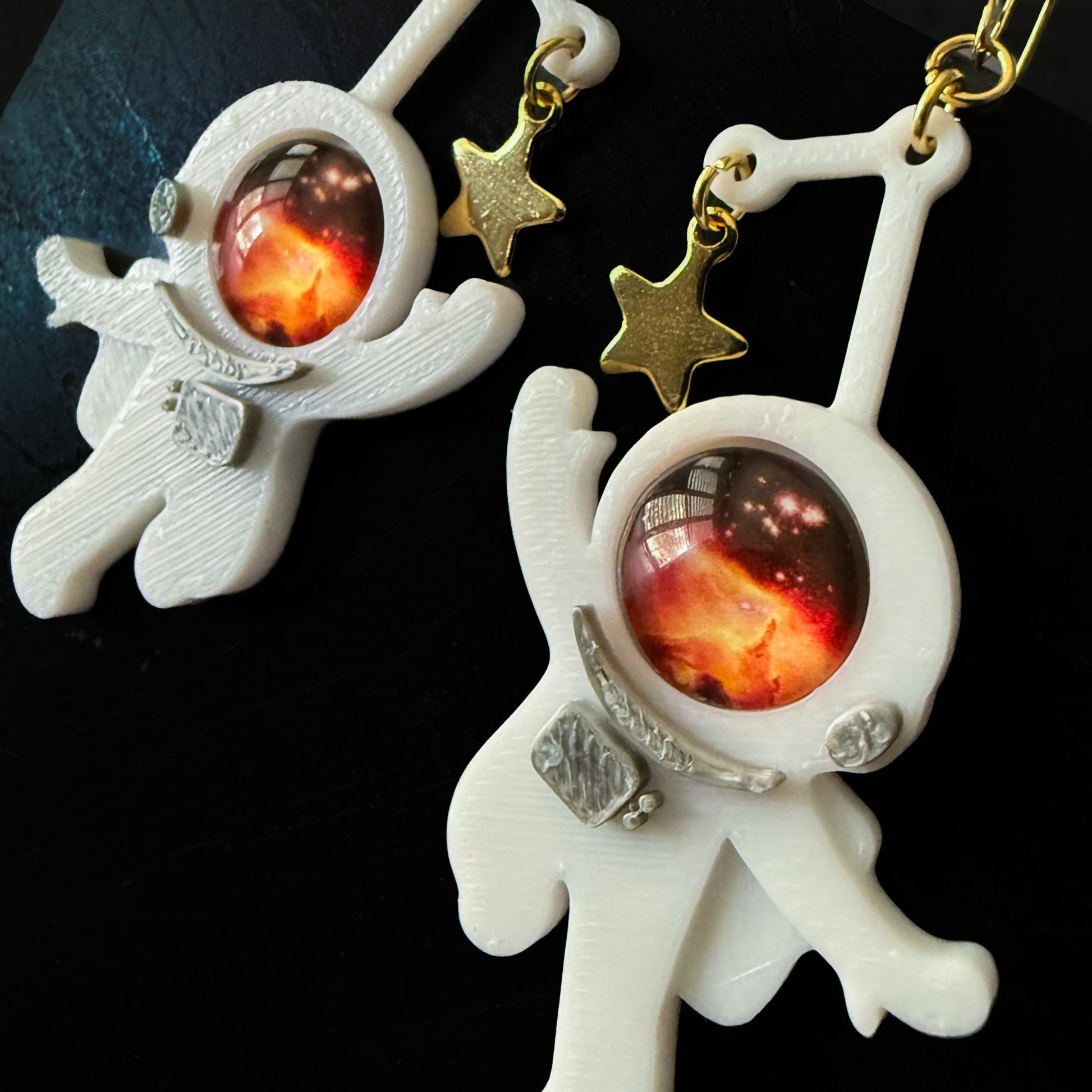 Galaxy Explorer Earrings - 3D Printed Astronaut Earrings, Reach for the Stars, Galaxy Choice Earrings, Perfect Gift for Stargazers
