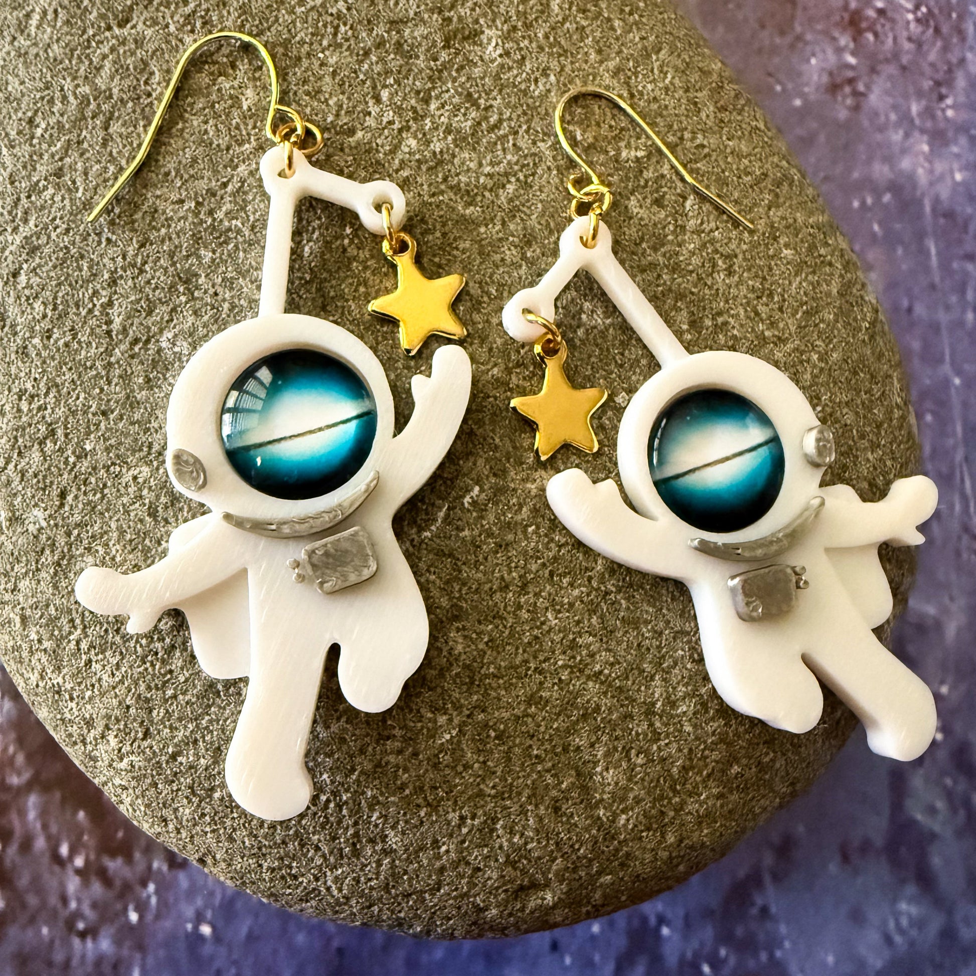 Galaxy Explorer Earrings - 3D Printed Astronaut Earrings, Reach for the Stars, Galaxy Choice Earrings, Perfect Gift for Stargazers