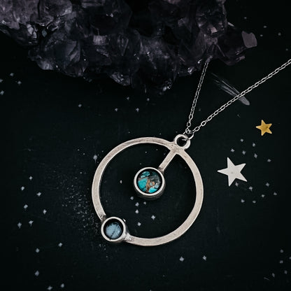 Artemis Necklace - Lunar Orbit Pendant with Natural Stones Necklace Yugen Handmade   