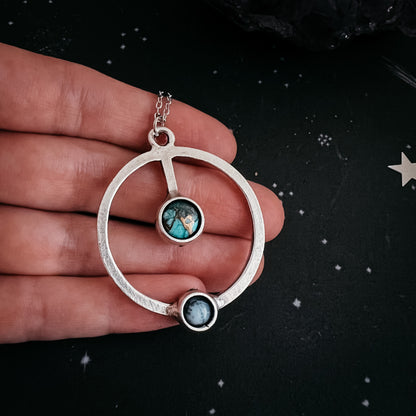 Artemis Necklace - Lunar Orbit Pendant with Natural Stones Necklace Yugen Handmade   