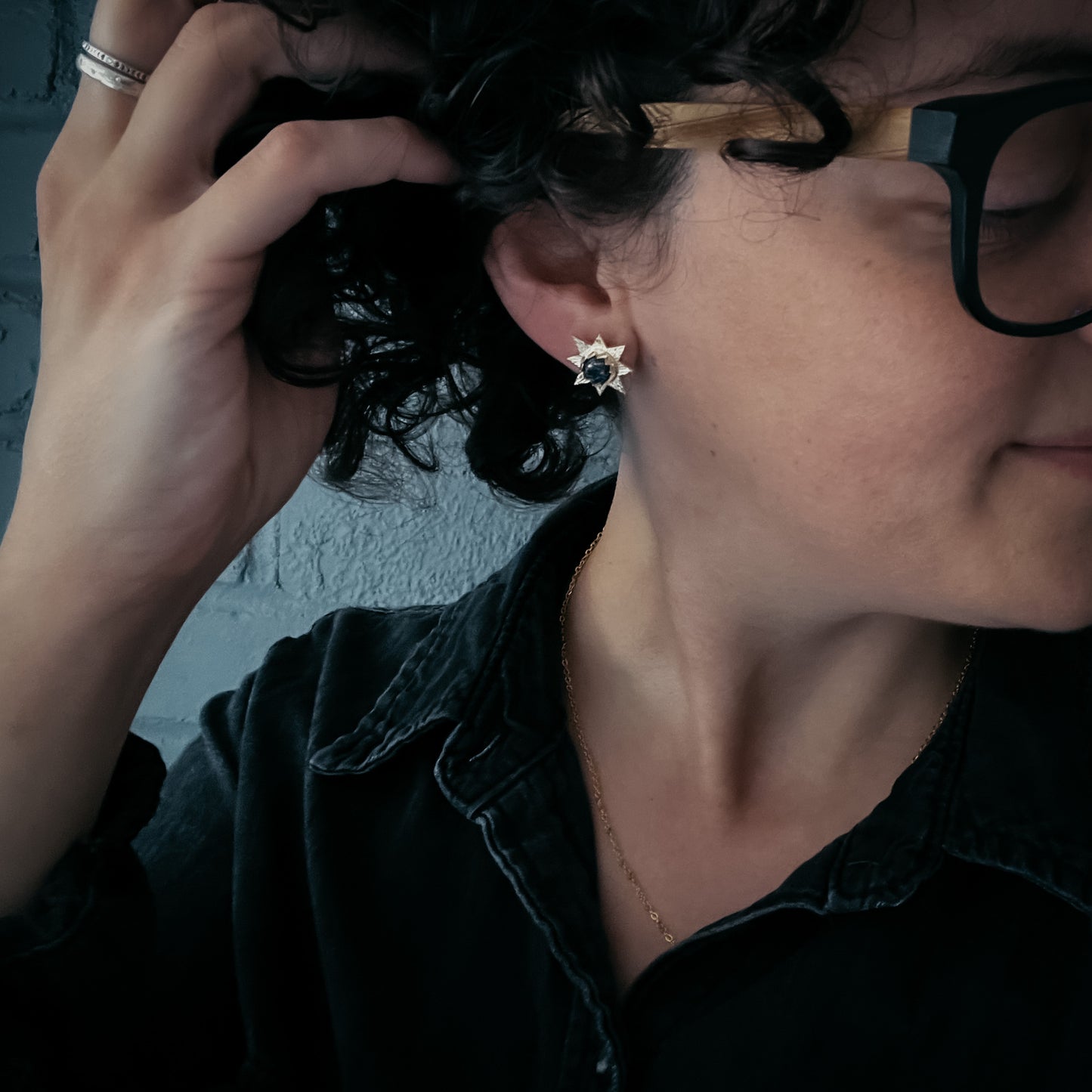 Dark Before Dawn Sunburst Jewelry Set with Copper Lapis Lazuli