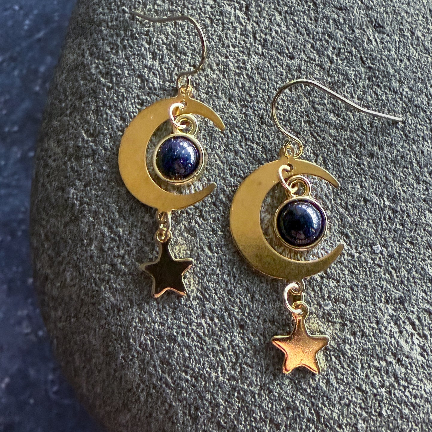 Starlit Crescent Jewelry Set with Blue Sandstone