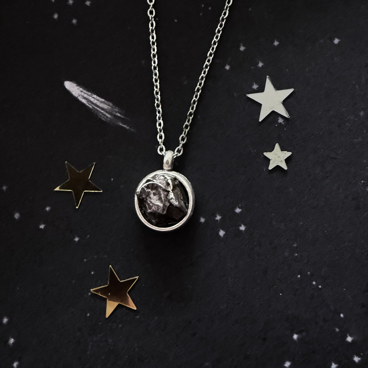 Collana Di Meteorite VILLFUL - 4 Pezzi, Pietre Nere 2.5-3.5 Cm, Decorazione Educativa, Per Acquari, Scrivanie, Collezioni