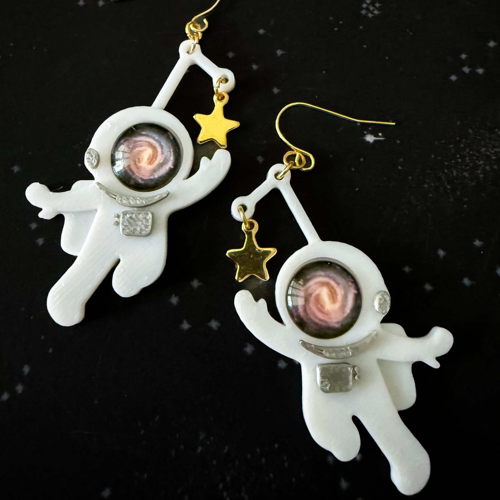 Galaxy Explorer Earrings - 3D Printed Astronaut Earrings, Reach for the Stars, Galaxy Choice Earrings, Perfect Gift for Stargazers