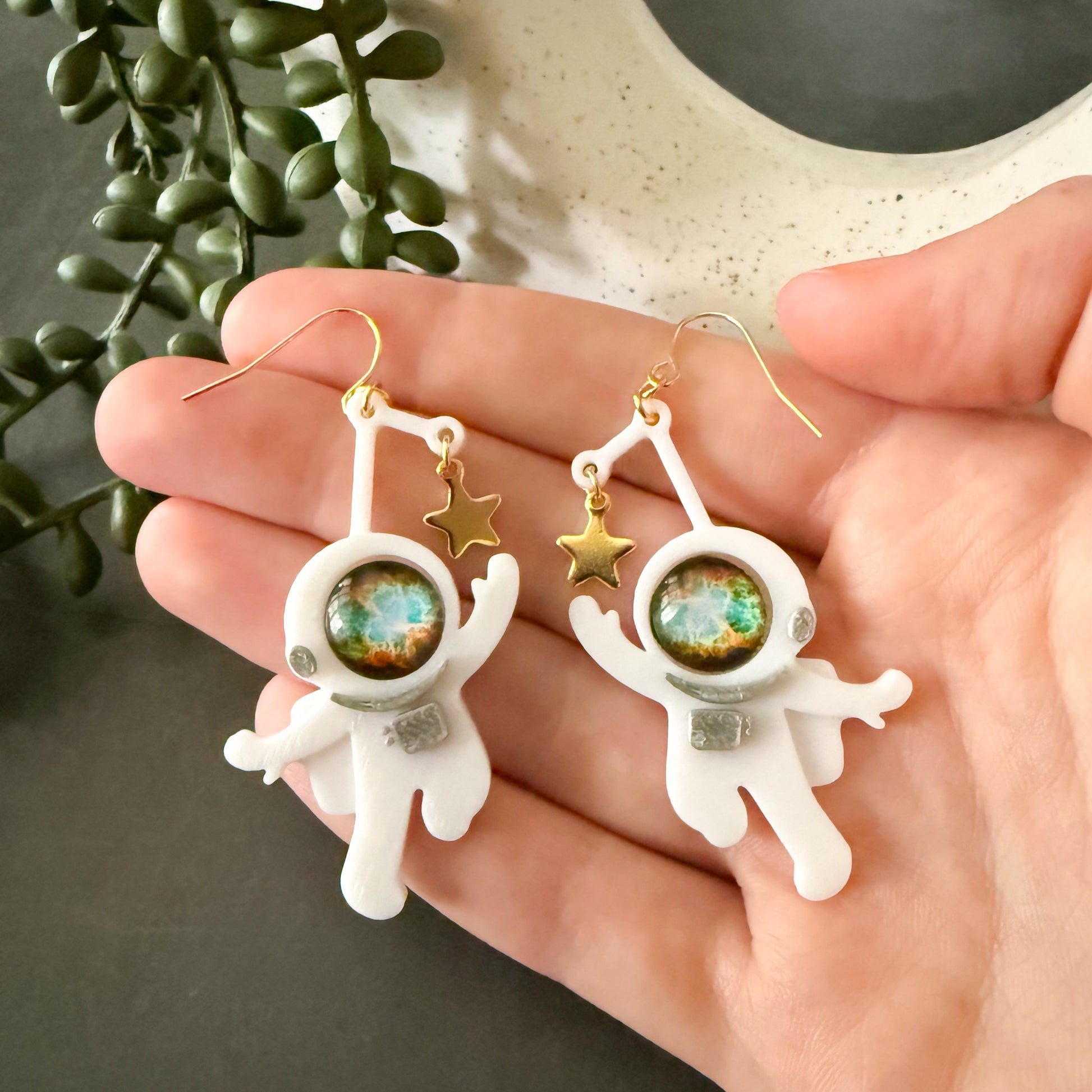 Galaxy Explorer Earrings - 3D Printed Astronaut Earrings, Reach for the Stars, Galaxy Choice Earrings, Perfect Gift for Stargazers