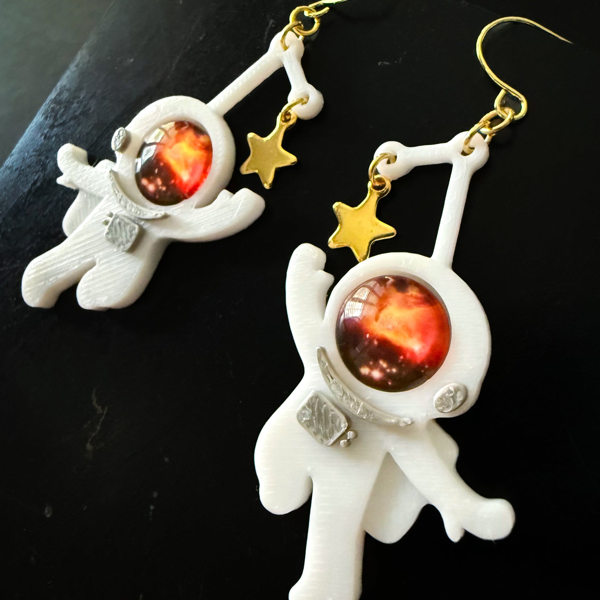 Galaxy Explorer Earrings - 3D Printed Astronaut Earrings, Reach for the Stars, Galaxy Choice Earrings, Perfect Gift for Stargazers