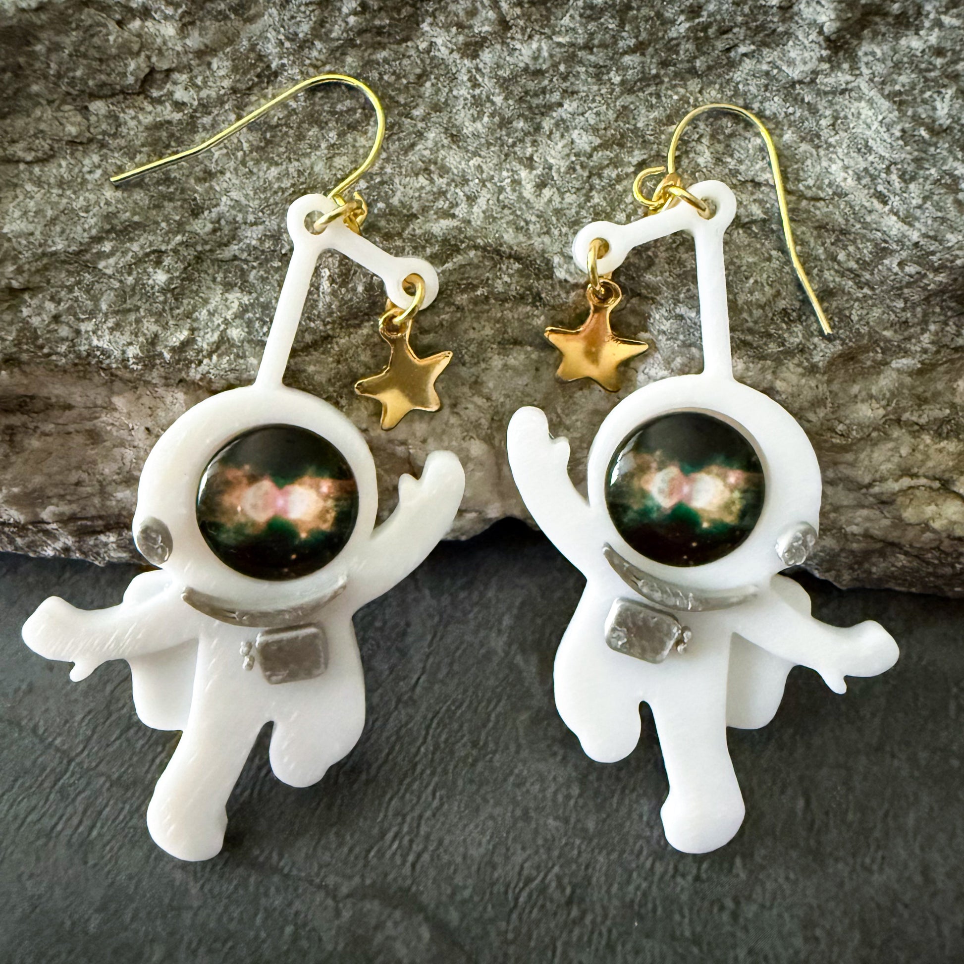 Galaxy Explorer Earrings - 3D Printed Astronaut Earrings, Reach for the Stars, Galaxy Choice Earrings, Perfect Gift for Stargazers