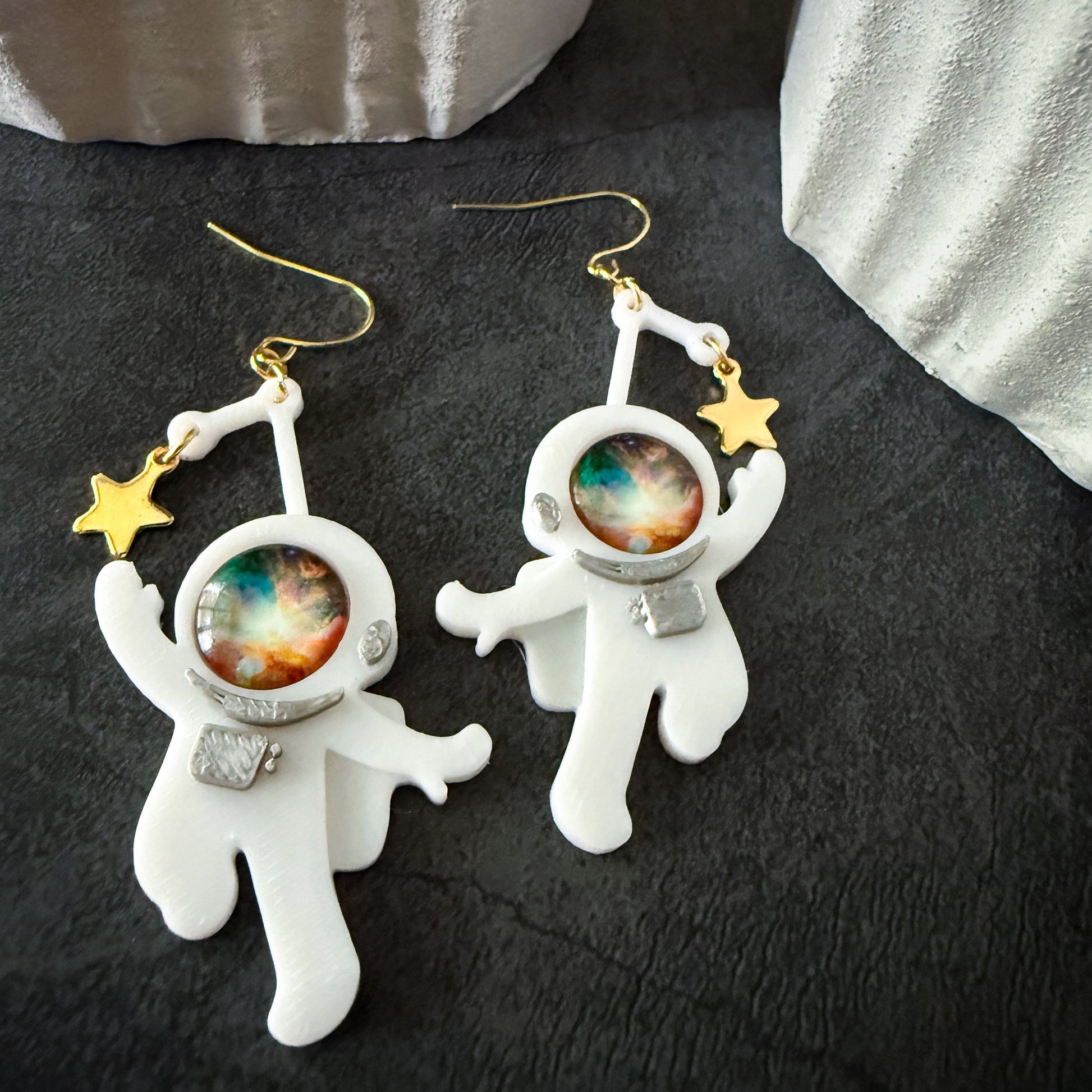 Galaxy Explorer Earrings - 3D Printed Astronaut Earrings, Reach for the Stars, Galaxy Choice Earrings, Perfect Gift for Stargazers