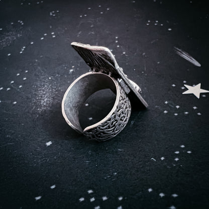 Moonrise Over Earth - Azurite Malachite Celestial Ring Ring Yugen Handmade   