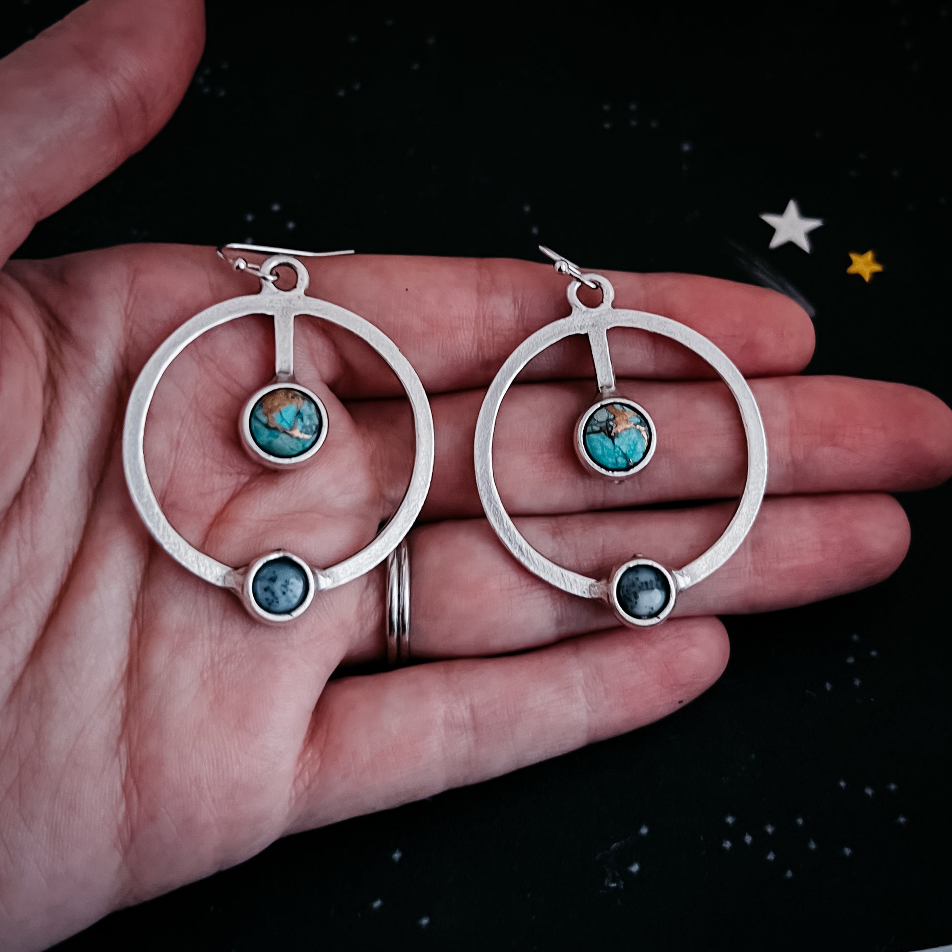 Artemis Earrings - Lunar Orbit Dangles with Natural Stones Earrings Yugen Handmade   