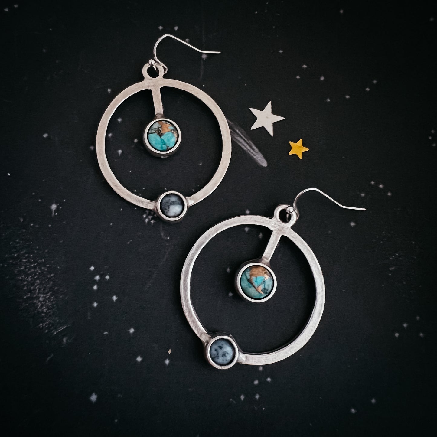 Artemis Earrings - Lunar Orbit Dangles with Natural Stones Earrings Yugen Handmade   